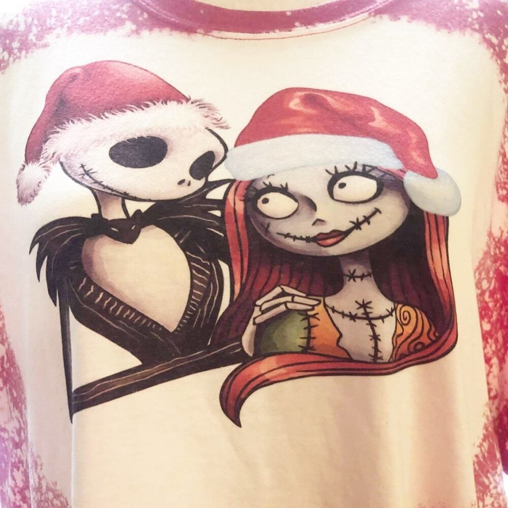Nightmare Before Christmas Bleach Dye Handmade Graphic Tee